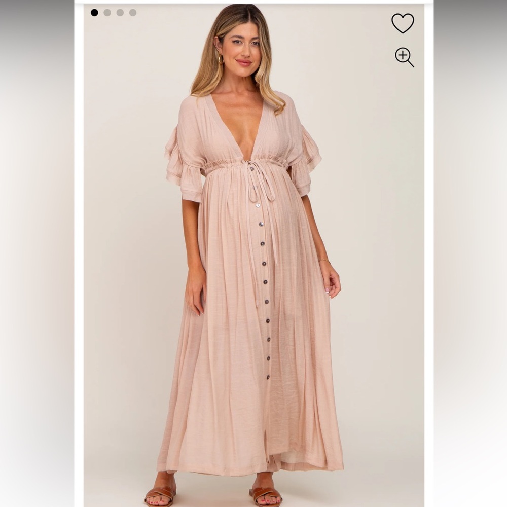 Pinkblush Maternity Deep V-neck Button Maxi